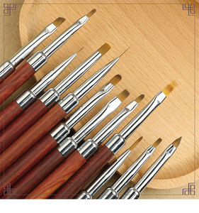 Source Factory Nail Art Brush Set Herramientas profesionales para pintar Liner Punta redonda Gel UV Tallado Gradiente Mezcla Manicura - Product Image 6