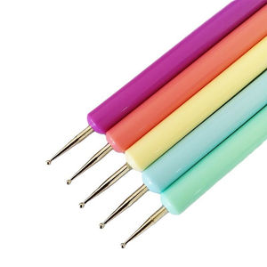 5 pièces/ensemble Macarons stylo pointillé à Double extrémité matériel en métal manucure <span class=keywords><strong>Nail</strong></span> <span class=keywords><strong>Art</strong></span> outil pour strass dessin fleur pointillage brosse - Product Image 6