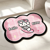 Tapis de bain en velours à mémoire de forme Hello Kitty, super doux, éponge à mémoire de forme de 10-12 mm, tapis de salle de bain antidérapant et absorbant, motif dessin animé