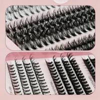 Sulv 14-Row Pink D-Curl Large Tray DIY Lash Extensions Handmade Black Cluster with Bond and Seal Nail Care Makeup Tool Set