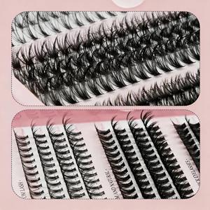 Sulv Bandeja Grande de 14 Filas Rosa D-Curl para Extensiones de Pestañas DIY, Racimo Negro Hecho a Mano <span class=keywords><strong>con</strong></span> Adhesivo y Sellador, Set de Herramientas de Maquillaje y Cuidado de <span class=keywords><strong>Uñas</strong></span> - Product Image 3