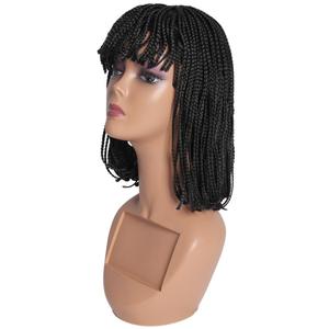 <span class=keywords><strong>Parrucca</strong></span> Bob Corta <span class=keywords><strong>con</strong></span> Frangia, <span class=keywords><strong>Parrucca</strong></span> Intrecciata Box Braids in Fibra Sintetica Resistente al Calore, Capelli Crochet Twist per Cosplay per Donne di Colore - Product Image 4