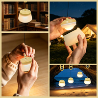Lanterne de camping LED blanc chaud, abat-jour amovible en ABS, crochet détachable, cordon de suspension rétractable, lampe de tente portable pour l'extérieur
