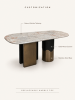 Table à manger en marbre italien de luxe, pierre naturelle, meubles de salle à manger personnalisables