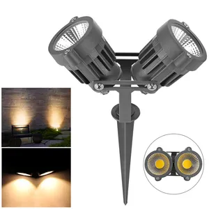 Luz LED de 10W con soporte de espiga para jardín, foco giratorio IP65, CA, 12V, COB, al aire libre para paisaje, punto de árbol