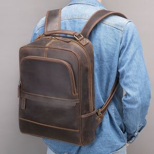 Dropshipping Shopify Men Genuine Leather Travel Backpack Retro Head Layer Cowhide <b>Computer</b> <b>Bag</b> Cross Border Business Daypack - Product Image 4