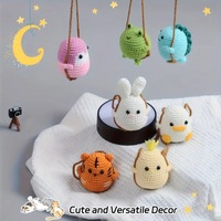 Accessoires suspendus de voiture animaux tigre au crochet personnalisés décorations mignonnes décor de rétroviseur tricoté à la main