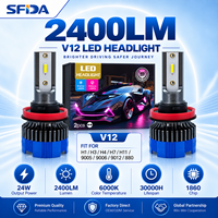 Emballage personnalisé Garantie de 2 ans Ampoule de phare LED SFIDA V12 6000K Étanche Voiture Toutes conditions météorologiques Sécurité de conduite