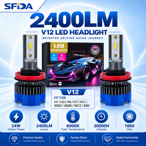 Emballage personnalisé Garantie de 2 ans Ampoule de phare LED SFIDA <span class=keywords><strong>V12</strong></span> 6000K Étanche Voiture Toutes conditions météorologiques Sécurité de conduite - Product Image 1