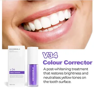 가장 인기있는 빠른 결과 휴대용 V34 색상 교정기 보라색 치아 미백 치약 개인 로고