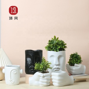 カスタムロゴ新製品ボディアートフェイス人工植物多肉植物プランター樹脂スモールフェイスフラワーポット - Product Image 2