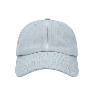 Casquette de baseball déstructurée unisexe en denim délavé bleu clair, 6 panneaux, réglable, en coton, style décontracté, sportif, vintage, protection solaire - Product Image 1