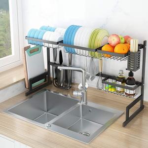 Au-<span class=keywords><strong>dessus</strong></span> de L'évier En Acier Inoxydable Plat Séchage Grille Égouttoir Étagère pour le Stockage De Cuisine Compteur Organisateur - Product Image 2