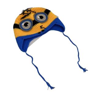 Gorro de Punto SOLPOP, Diseño de Hombre Miniatura Amarillo de Dibujos Animados, Hecho a Mano, con un Solo Ojo, Gorro de Invierno Otoñal, Lindo y Divertido, con Trenzas Largas - Product Image 5