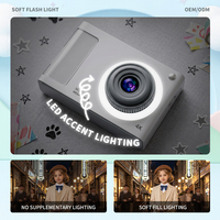 Caméra numérique pour vlog de voyage avec lumière d'appoint intégrée à 16 LED, zoom 8x sans objectif, caméra de poche portable sans bordure