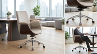 Chaise de bureau exécutive ergonomique en cuir PU, pivotante et réglable, avec base chromée, pour un siège de bureau moderne