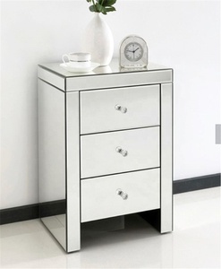 Wholesale New Modern Simple <strong>Silver</strong> <strong>Bedside</strong> Cabinet Bedroom Furniture Mirror Side <strong>Table</strong> with Drawer High Quality Cupboard - Product Image 1
