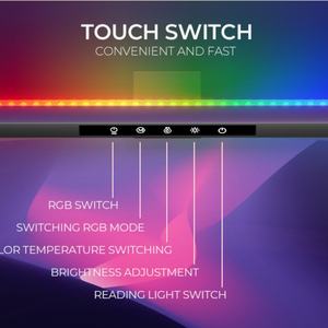 Barre lumineuse LED pour moniteur, lampe de bureau RGB à intensité variable, commande par application ou par commande tactile pour bureau/chambre/salon - Product Image 5
