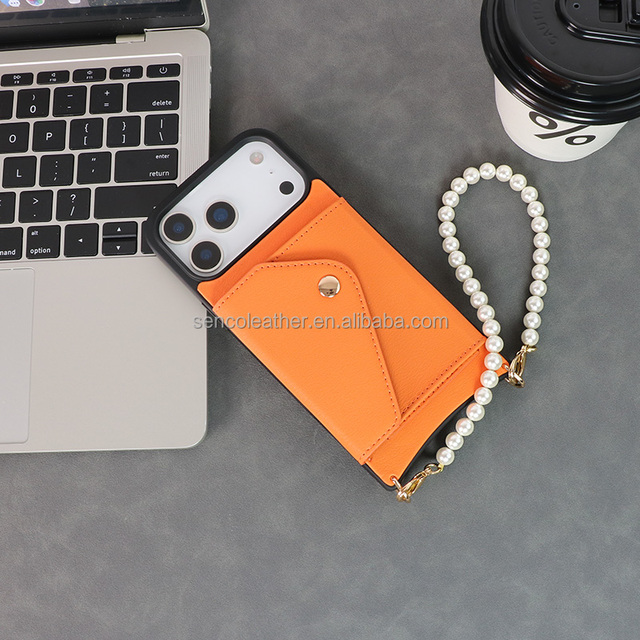 Wallet Style Crossbody Phone Case for iPhone 17, Genuine Tech Leather Multi-Card Slots Anti-Scratch Durable Cover