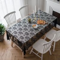 Blanc Noir Floral Chemin De Table Brodé Couverture De Table Vintage Dentelle Nappe Pour Table Décor Fête Mariages