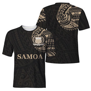 Maroon Polynesian Tribal Shirts Samoa Camiseta de poliéster <span class=keywords><strong>para</strong></span> <span class=keywords><strong>hombres</strong></span> Polynesian Tribal Loose Casual Fitness Camisas de manga corta - Product Image 2