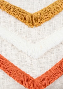 Funda de Cojín Decorativa para Sofá, Texturizada, Hecha a Mano, Estilo Boho, Color Marfil y Amarillo Mostaza - Product Image 4
