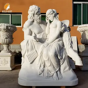 Outdoor Garden Life Size Hand Carved Natural Stone Marble Pan Consoles Psyker Sculpture Statue