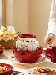 Wholesale China Supplier Red White Color Panda Pattern Stoneware Dinnerware <b>Sets</b> Raised Design Anti-Slip Eco-Friendly Dishwasher - Product Image 1