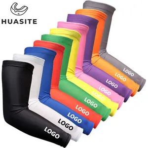 Huasite Custom Men Gym Running Elbow Protective Compression Basketball Volleyball Football Sports UV Sun Cycling Cool Arm Sleeve