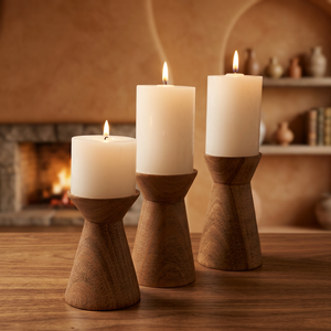 Support de bougie chauffe-plat AWE fait main, style élégant, avec pilier rond en métal et verre brun poli, pour décoration de table à la maison - Product Image 3