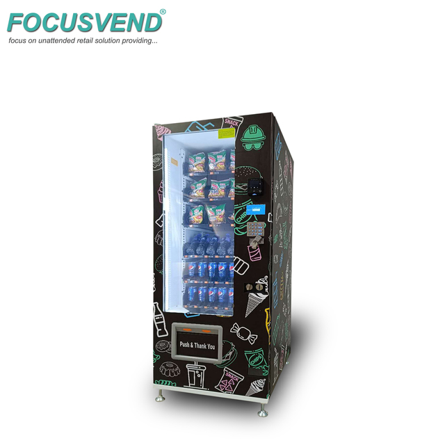 Slim Combo Snacks Drinks Vending Machine with Refrigerated Support Cash and Card Payment