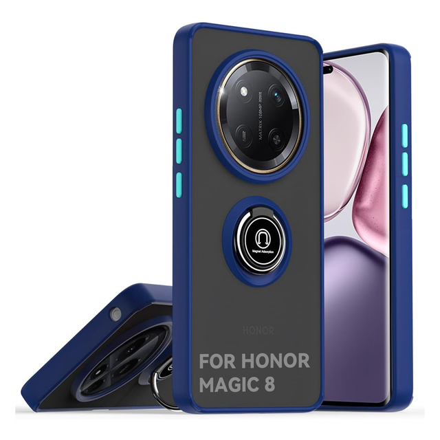 Frosted Smoke Ring Holder Cell Mobile Phone Cases for Honor Magic 8 7 Pro 5G Matte Feeling Kickstand Shockproof Back Cover