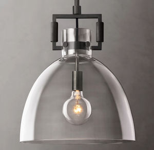 American Simple Design Hanging <strong>Light</strong> <strong>Industrial</strong> Brass Frame Glass Pendant <strong>Light</strong> for Kitchen Island Dining Room - Product Image 5