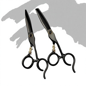 <span class=keywords><strong>Ciseaux</strong></span> de <span class=keywords><strong>coiffure</strong></span> professionnels Nepson en acier noir de 6,0 pouces avec poignée crantée et lame plate pour effiler les cheveux - Product Image 2