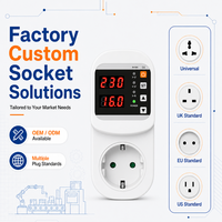 Prise de courant multifonction avec affichage LED double, protection contre les surcharges à récupération automatique 1-16A 220V pour la protection de l'alimentation CA
