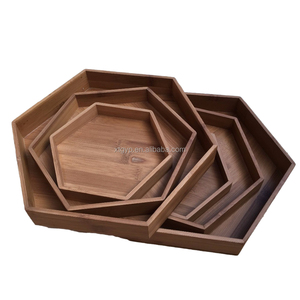 Wooden tray hexagonal household creative storage tray dessert plate dinner plate