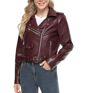 Veste d'extérieur décontractée en cuir véritable de haute qualité pour femme, coupe ajustée, avec logo en dentelle, idéale pour l'automne/hiver, confortable au quotidien - Product Image 1