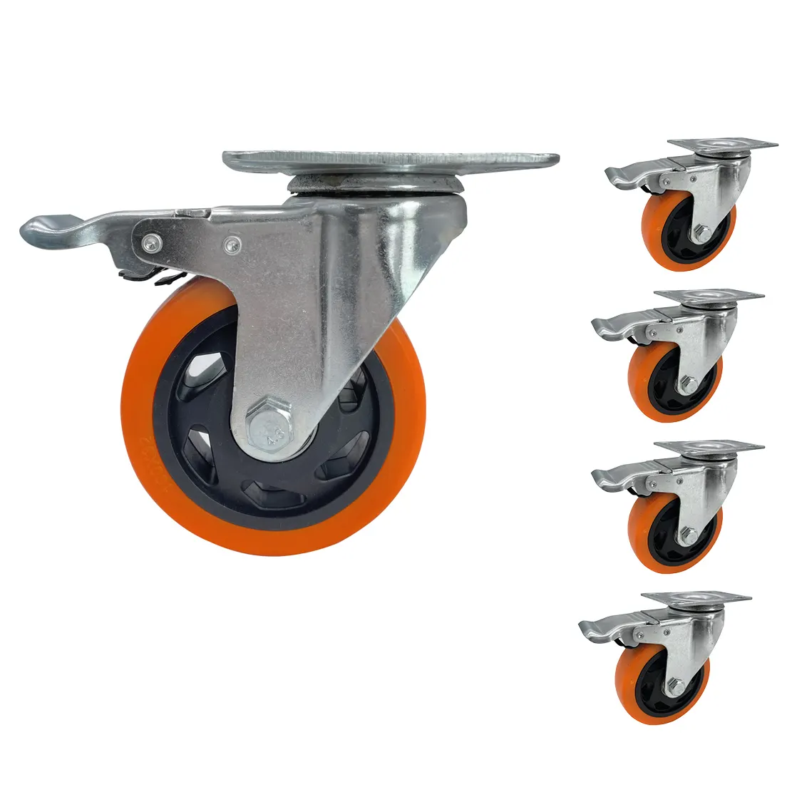 Rodas de carrinho resistente direta de fábrica, rodas de roda de pvc, poliuretano, laranja, rodas industriais