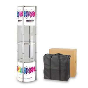 Rak Pameran Lipat 4 Tingkat Bentuk Persegi dan Bulat, Model Retractable Twist Tower - Product Image 2