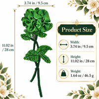 Applique de rose en satin vert émeraude perlée faite à la main, patch brodé floral à coudre pour vêtements, sacs, décoration intérieure, bricolage