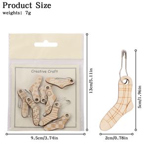 Wholesale Knitting Marker Buckle Wooden Carved <b>Stitch</b> Clothes Socks Series Wood Chip Marker Buckle for Sewing and DIY Projects - Product Image 3