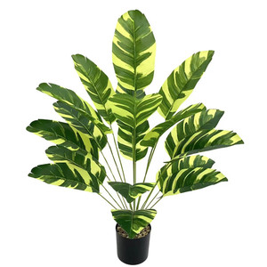 Planta Verde Artificial Ravenala, Palmeira do Viajante de Plástico 82cm com 18 Ramos, Árvore de Bananeira Artificial para Decoração de Casa - Product Image 5
