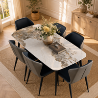 Table de luxe Pandora à motif de pierre, design texturé unique, mobilier artistique pour villa et manoir
