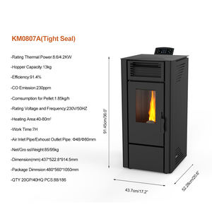 KM0807A Conception d'étanchéité étanche Stufa <span class=keywords><strong>a</strong></span> Pellet Poêle à granulés de <span class=keywords><strong>bois</strong></span> en acier autoportant moderne - Product Image 3