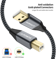 SUNGUY Kabel Pengisian Daya Cepat Tahan Lama, Kabel Transfer Data USB A ke USB B Kecepatan Tinggi untuk Penggunaan Ponsel, Laptop, dan Mobil