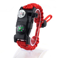 Bracelet de survie multifonctionnel de style militaire en paracorde, équipement de plein air avec boussole intégrée pour le camping en montagne