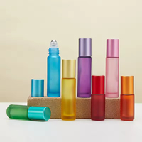 Flacon à bille en verre pour parfum 5ml 10ml, bouchon à vis, forme cylindrique, couleur givrée, rechargeable, échantillon gratuit, usage cosmétique