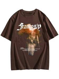 เสื้อยืดคอกลมแนววินเทจสำหรับผู้ชายพิมพ์ลายตัวอักษรขนาดใหญ่พิมพ์ลายตัวอักษรสำหรับฤดูร้อน - Product Image 6