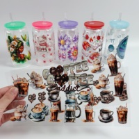 Fundas para Vasos de 16 oz con Diseño Personalizado UV DTF, Adhesivos Decorativos de Dibujos Animados, Resistentes al Agua, Lavables, Fáciles de Despegar, al por Mayor