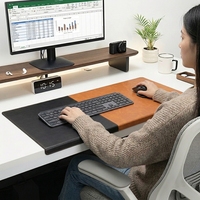 Tapis de bureau réversible en feutre et cuir, tapis de souris surdimensionné double face avec zones de séparation textiles, idéal pour cadeau d'entreprise